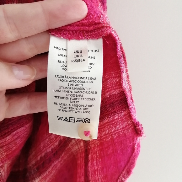 Anthropologie Pilcro Hadley Relaxed Pink Plaid Button Up Small - Picture 12 of 16